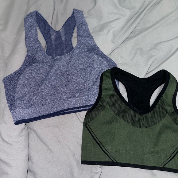 2 for $22 Sports Bras - Blue - Green - Black - US Small - Picture 1 of 9